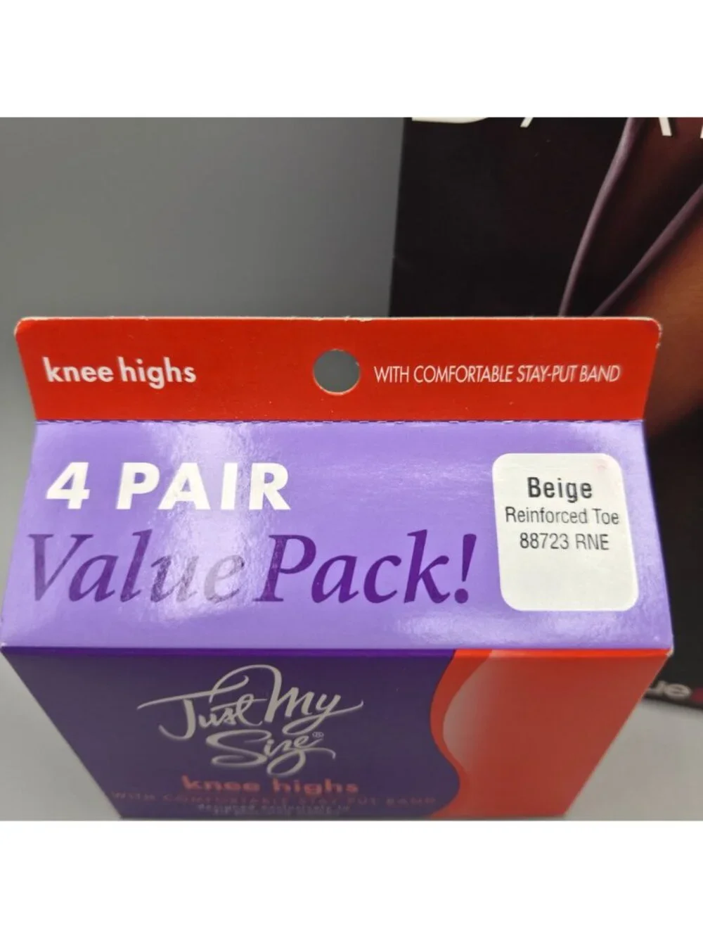 Plus Size Day Sheer Pantyhose Jet Black EE & Just My Size Beige Knee High 4 Pack